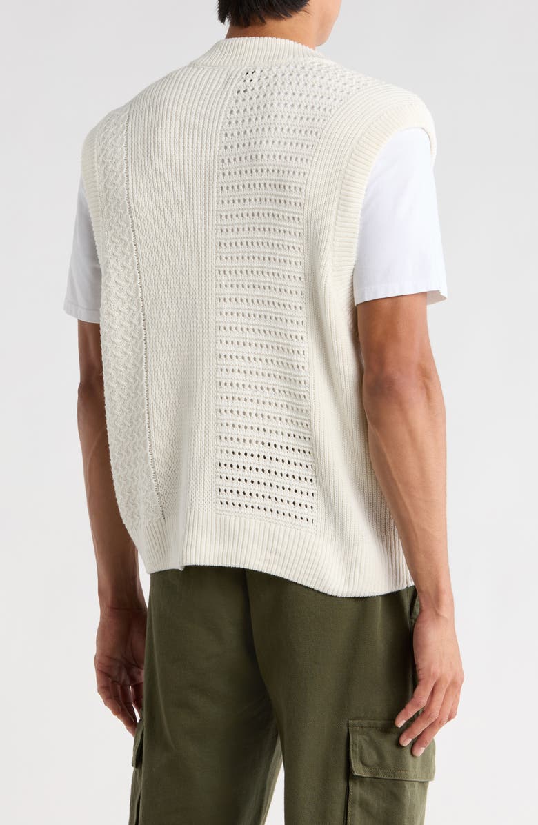 Obey Garrett Textureblock Cotton V-Neck Sweater Vest, Alternate, color, Cream
