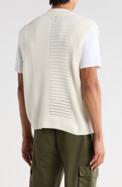 Obey Garrett Textureblock Cotton V-neck Sweater Vest In White