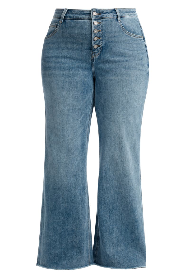 Frayed Mid Rise Wide Leg Jeans, Alternate, color, LIGHT BLUE