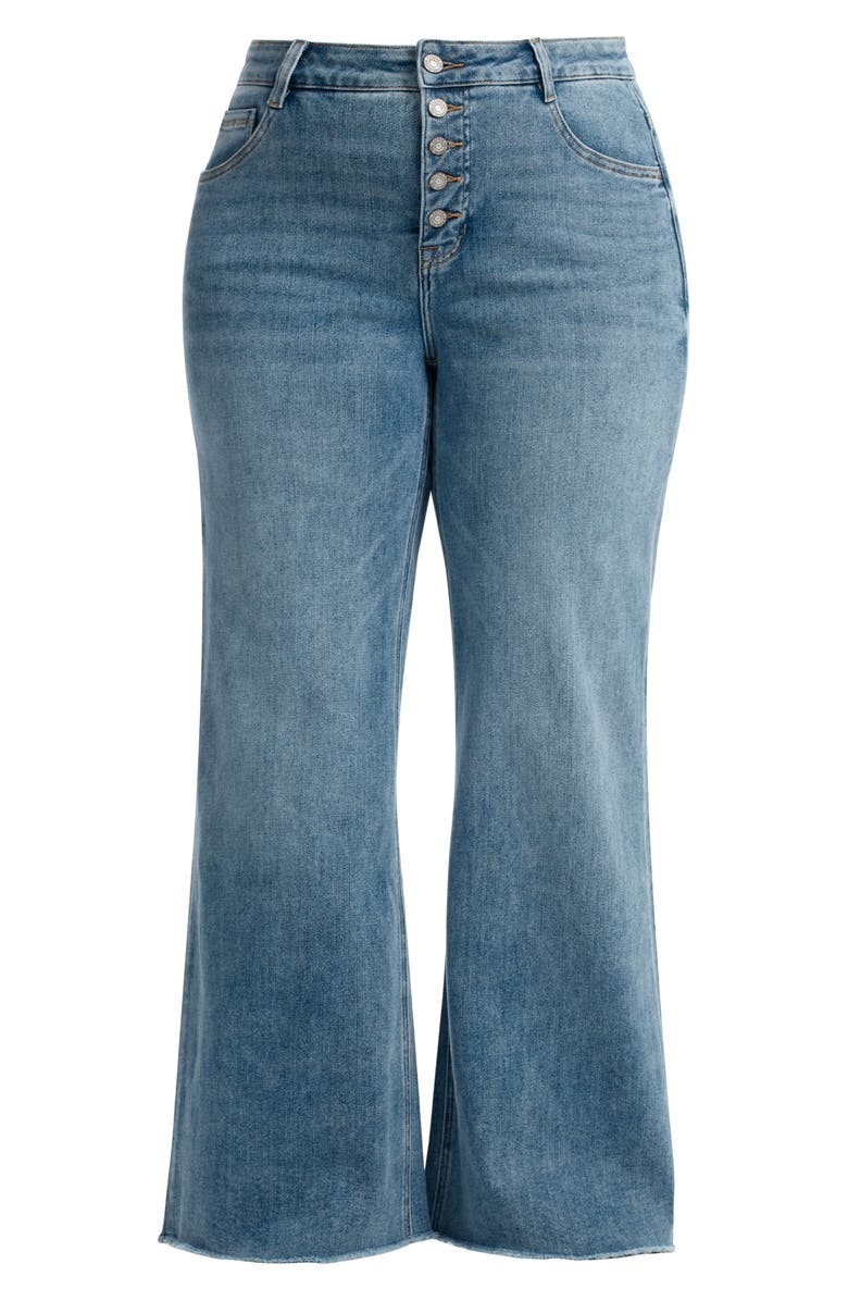 Bayeas Frayed Mid Rise Wide Leg Jeans, Alternate, color,