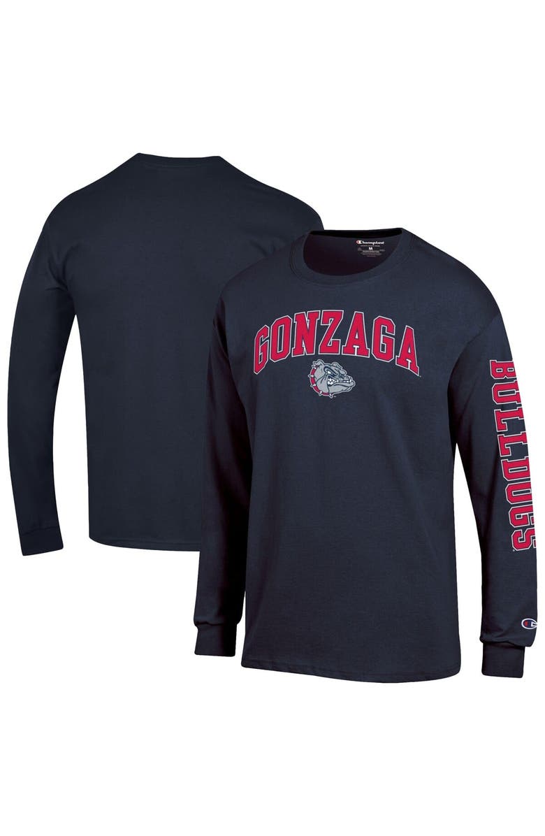 Champion Men's Champion  Navy Gonzaga Bulldogs Arch Over Logo 2-Hit Long Sleeve T-Shirt, Main, color, Navy
