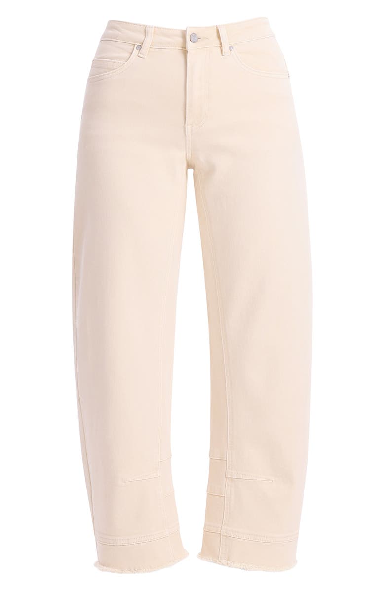 Bayeas Frayed Mid Rise Ankle Barrel Leg Jeans, Alternate, color, Off White