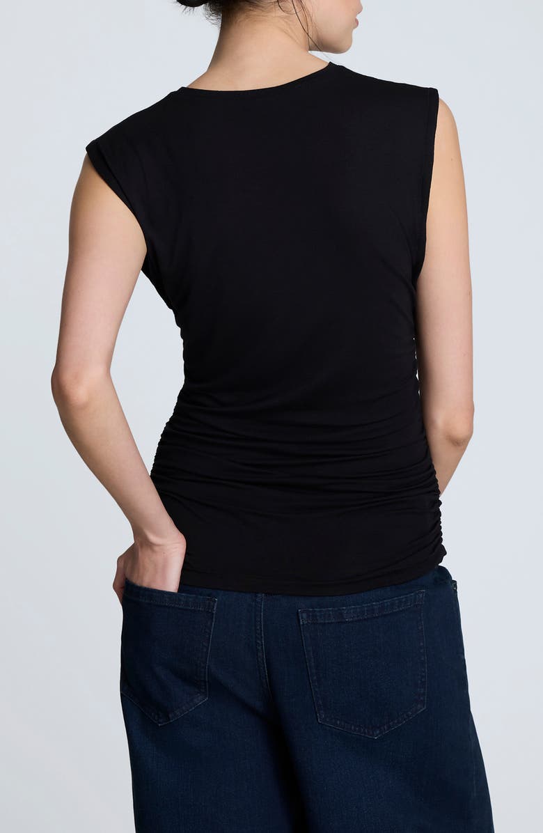 Kenneth Cole Ruched Sleeveless Knit Top, Alternate, color, Black