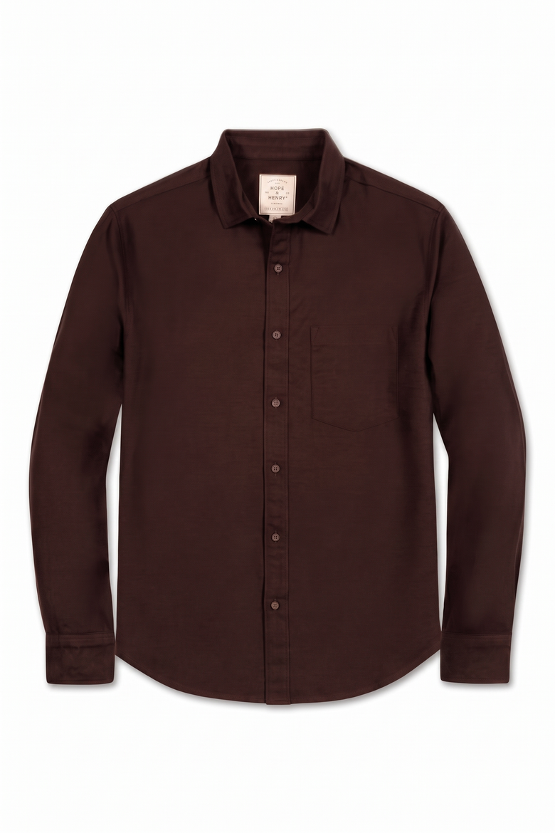 Men's Organic Long Sleeve Flannel Button Down Shirt, Alternate, color, Chocolate Heather
