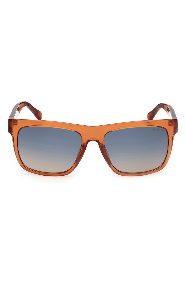 GUESS Square Sunglasses, Main, color, Shiny Orange / Blue Mirror