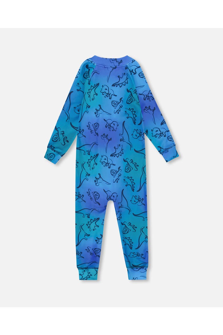 One-Piece Thermal Underwear Dinosaur, Alternate, color, Blue Gradient