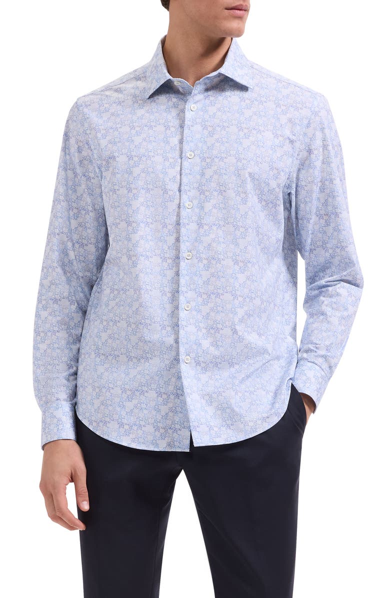 Bugatchi James OoohCotton<sup>®</sup> Floral Button-Up Shirt, Main, color, Lilac