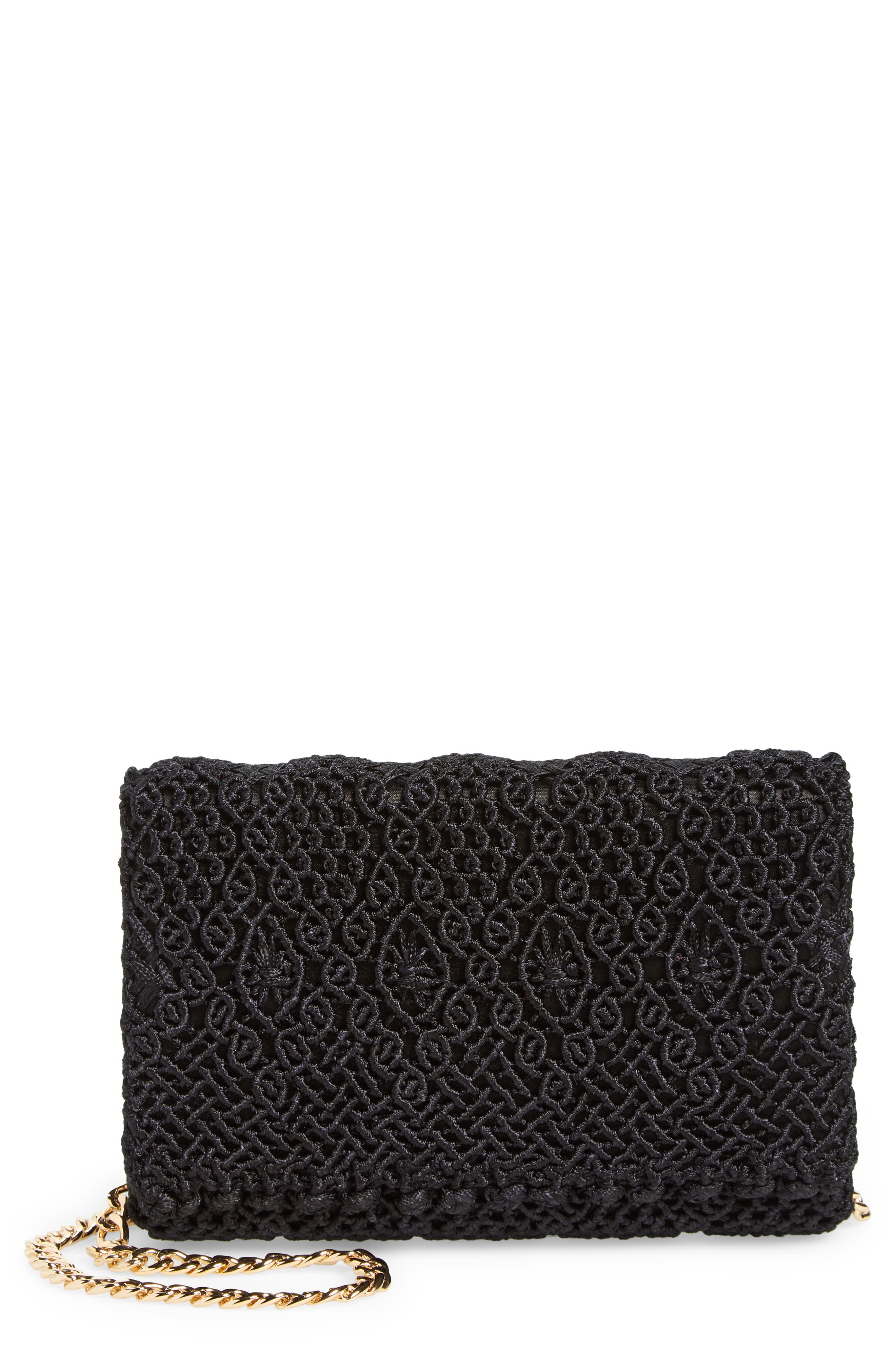 Mini Puerto Escondido Clutch, Main, color, BLACK