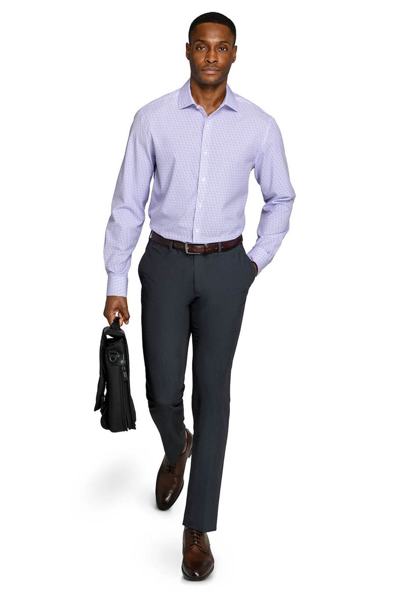 Fain Floral Performance Dress Shirt, Alternate, color, WHITE/ PURPLE