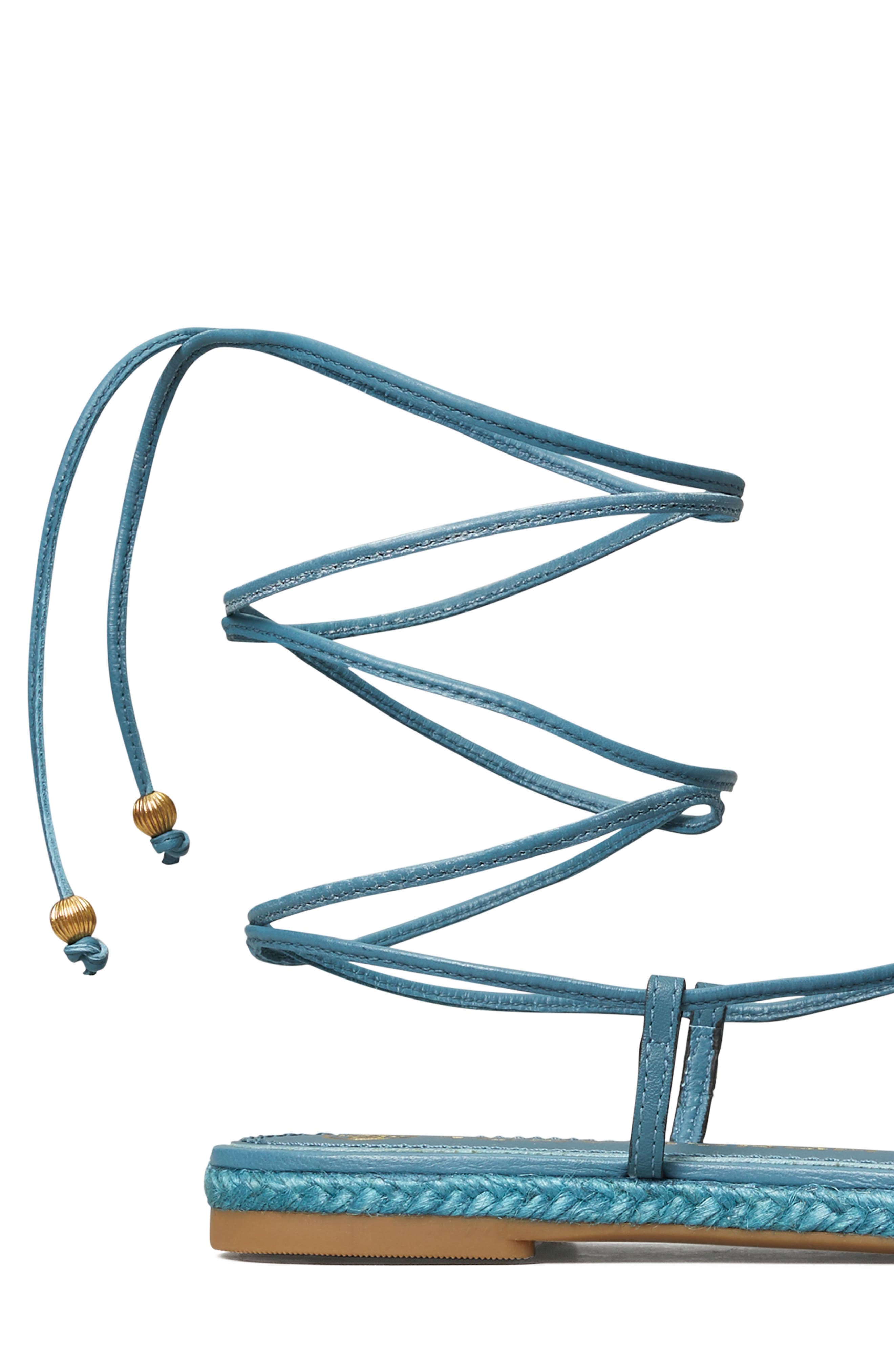 Basketweave Lace-Up Sandal, Alternate, color, BRISK BLUE