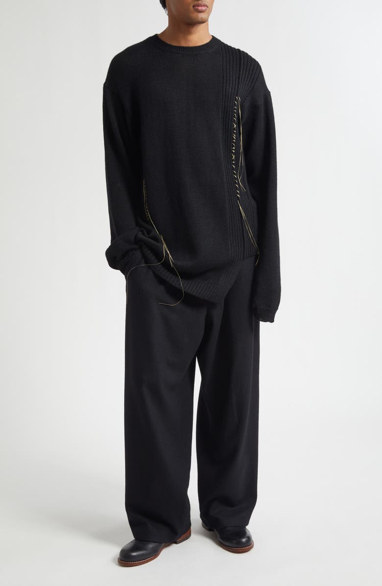 Yohji Yamamoto Wool Jersey Pants, Alternate, color, Black