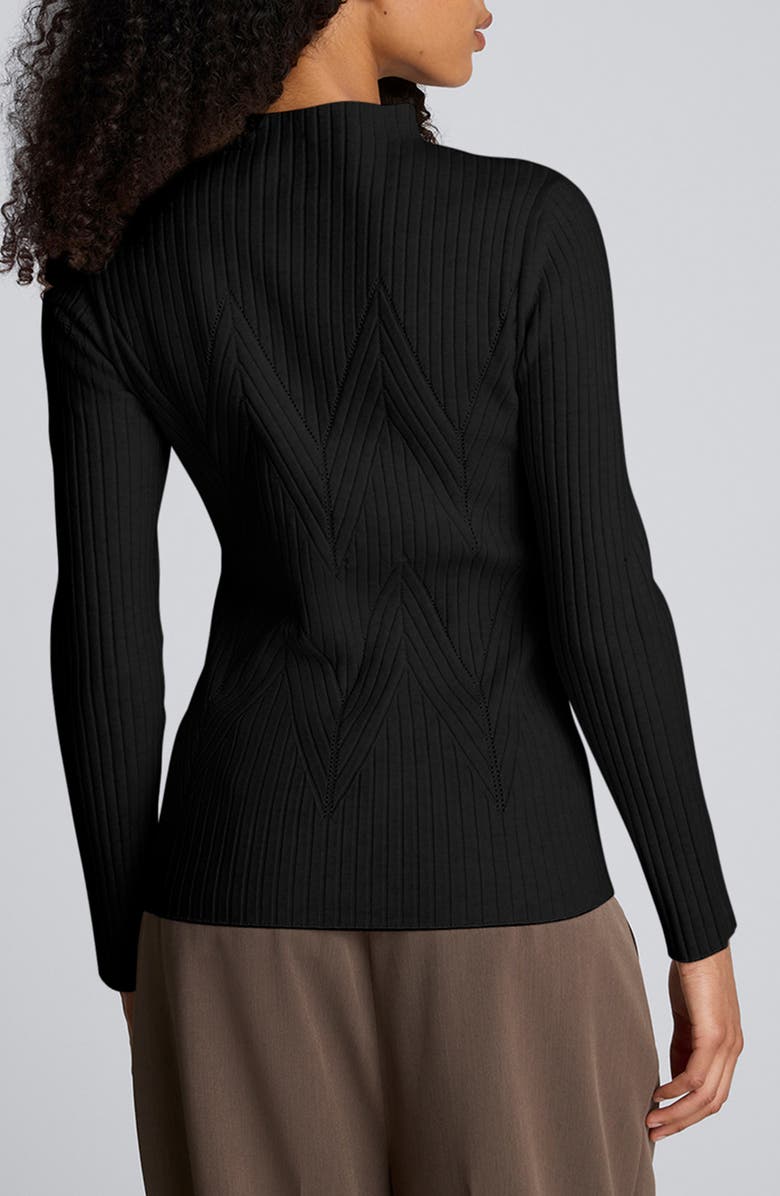Kenneth Cole Mock Neck Chevron Rib Sweater, Alternate, color, Black