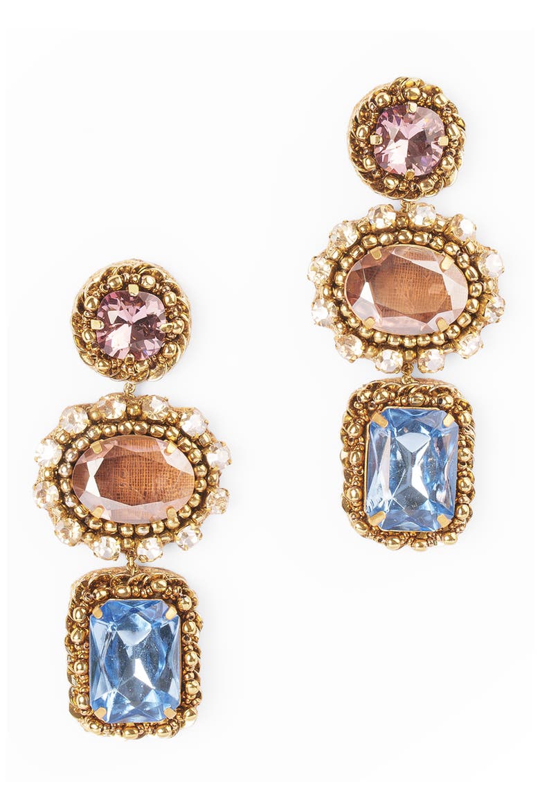 Rehman Crystal Drop Earrings, Main, color, BLUE