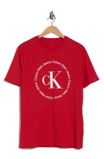 Calvin Klein Circle Monogram Cotton Graphic T-shirt In Red