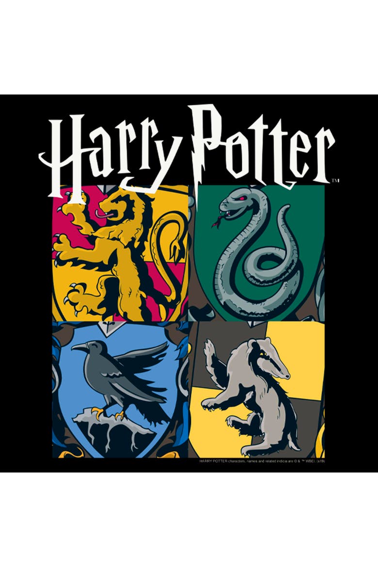 Men's Harry Potter Hogwarts Houses Vintage Collage  Graphic T-Shirt, Alternate, color, Black