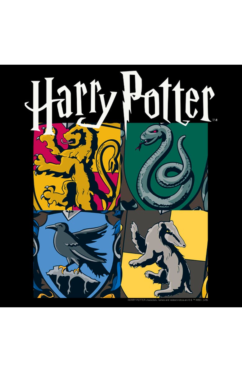 HARRY POTTER Men's Harry Potter Hogwarts Houses Vintage Collage  Graphic T-Shirt, Alternate, color, Black