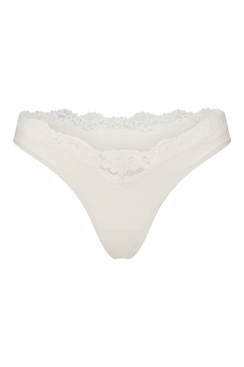 5-Pack Fits Everybody Lace Dipped Thong, Alternate, color, IVORY PEARL BOW MULTI