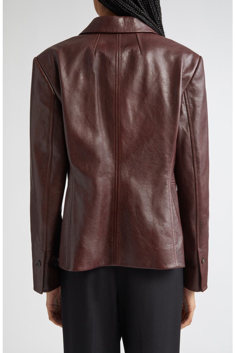 Tailored Leather Blazer, Alternate, color, DARK BROWN