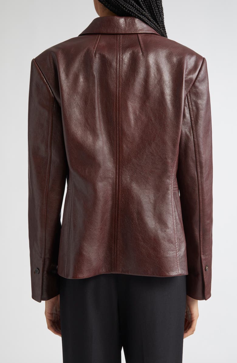 FERRAGAMO Tailored Leather Blazer, Alternate, color, Dark Brown