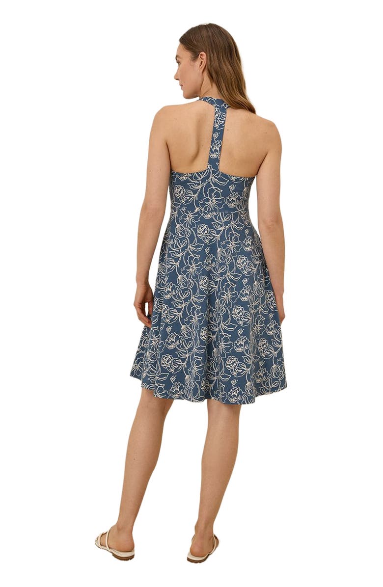 Pact Organic Cotton Fit & Flare Gathered Halter Dress, Alternate, color, Looking Glass Floral