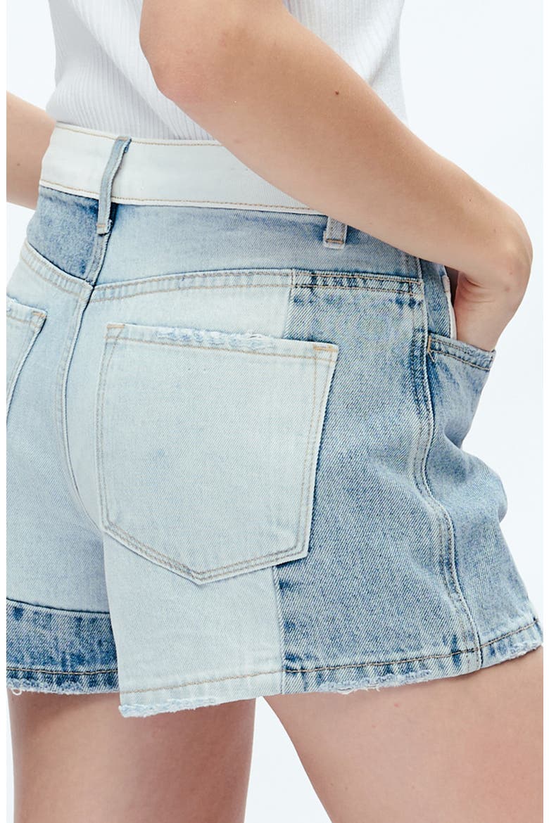 Elsa Patchwork Cut Off Denim Shorts, Alternate, color, LIGHT BLUE