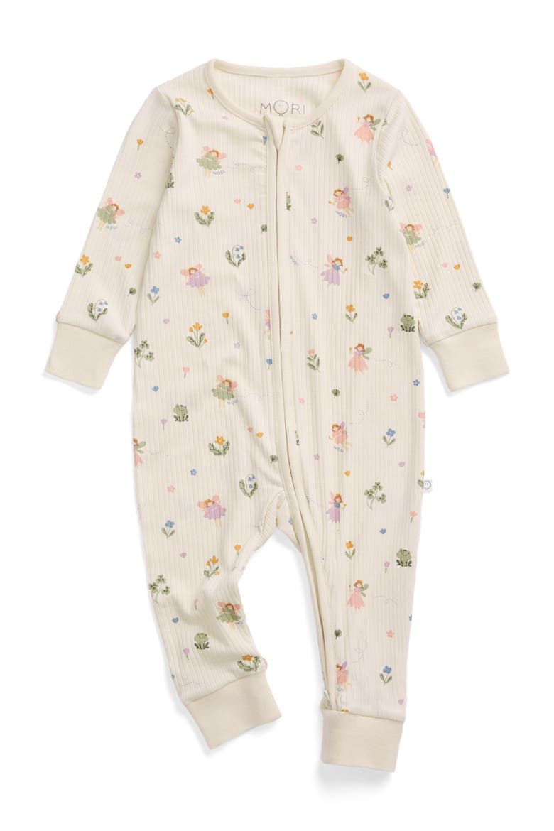 Ribbed Two Way Zip-Up Romper, Main, color, Gardenia & Fairy Orchard