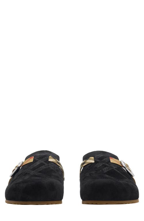 Burberry Strap Patterned Round Toe Rubber Sole Slip-on