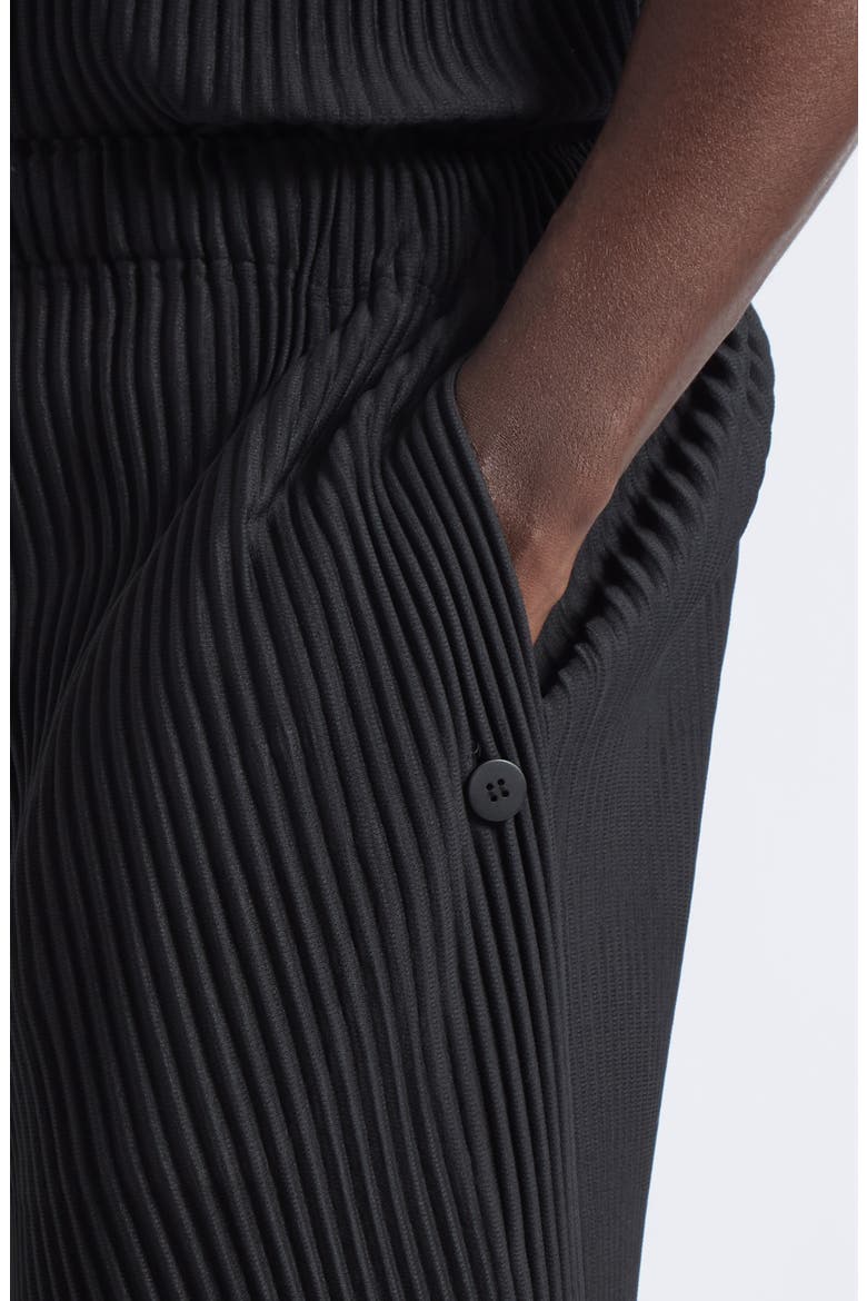 Slash Diagonal Pleated Pants, Alternate, color, BLACK