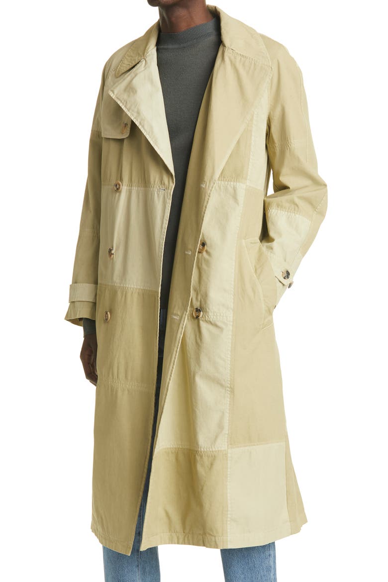 Unisex Patchwork Trench Coat, Alternate, color, BEIGE