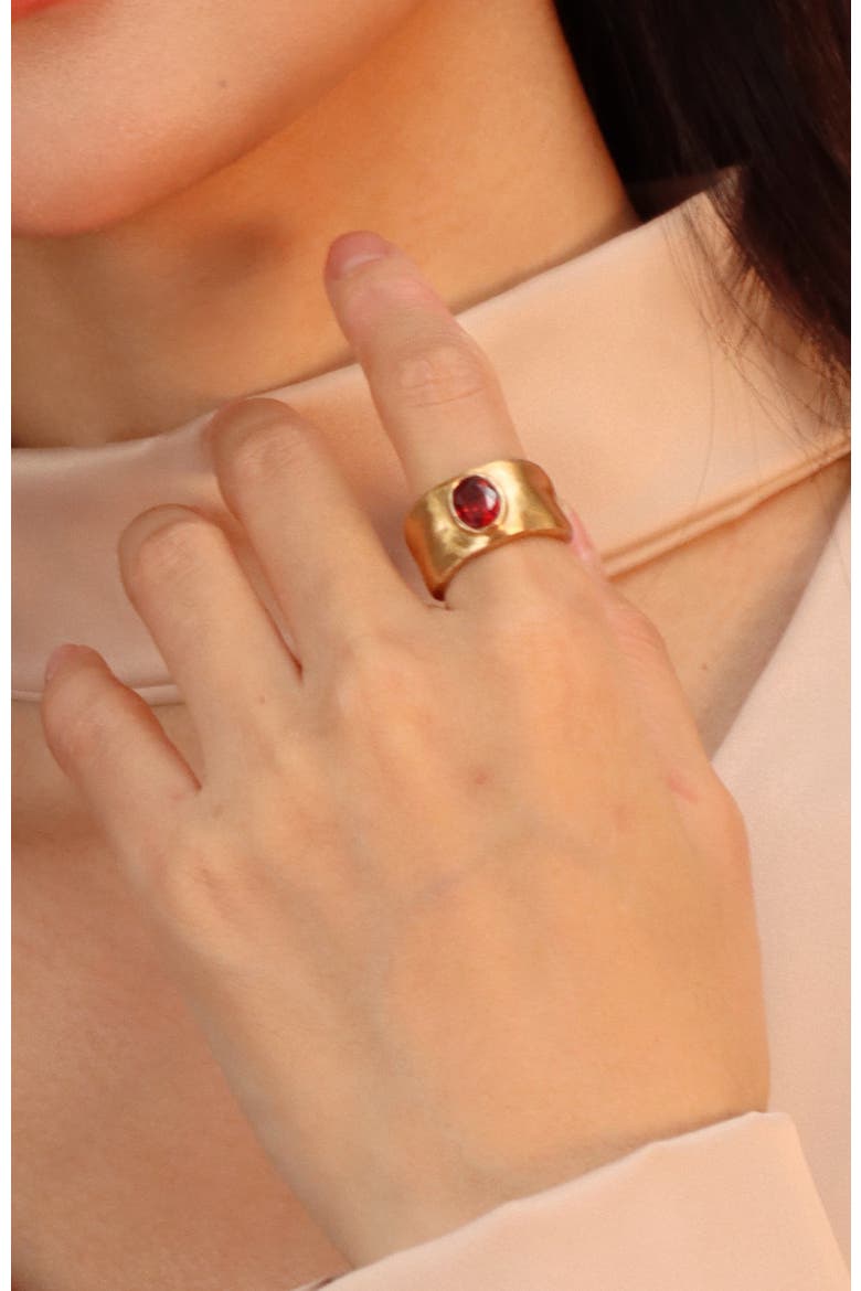 Fig Band Ring, Alternate, color, Red & Gold