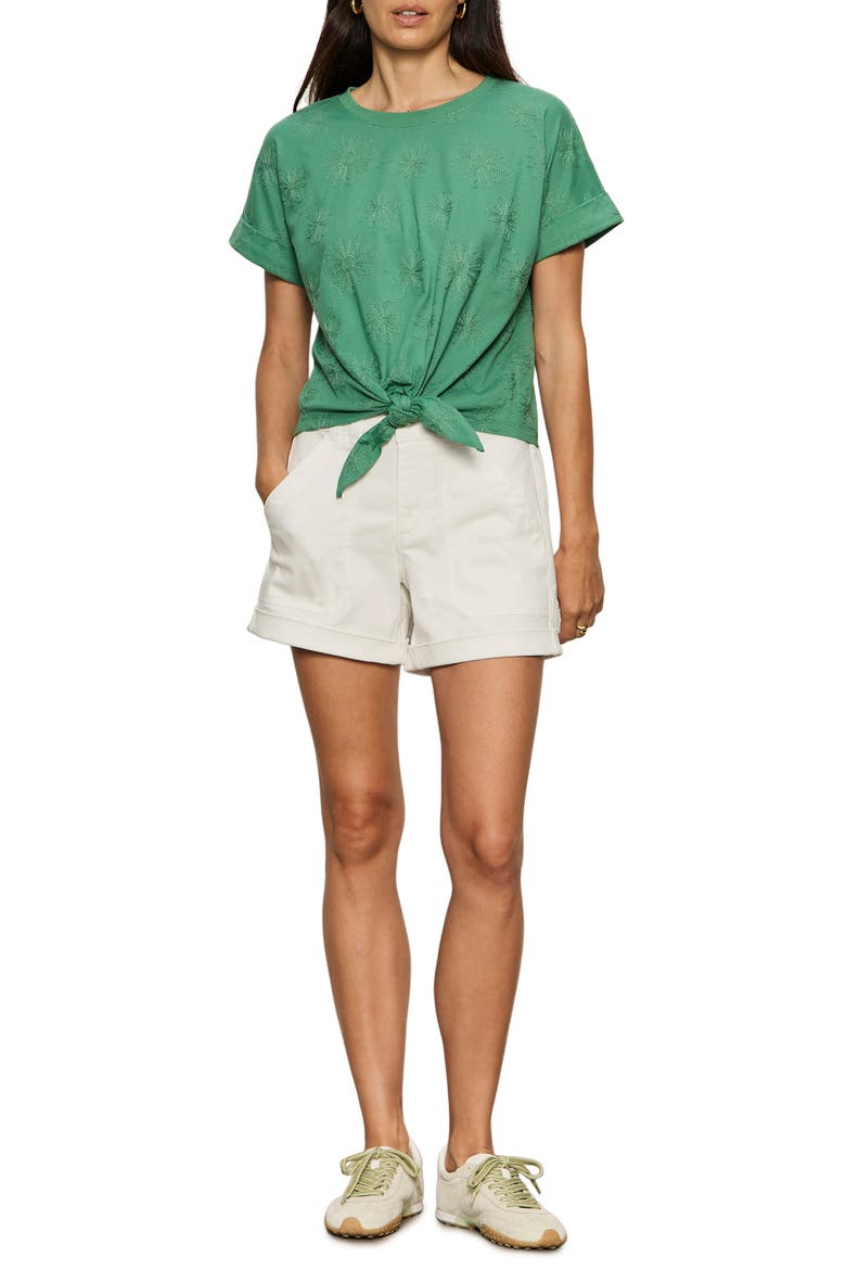 All Day Embroidered Tie Hem T-Shirt, Alternate, color, GREEN JUICE/ EMBROIDERY