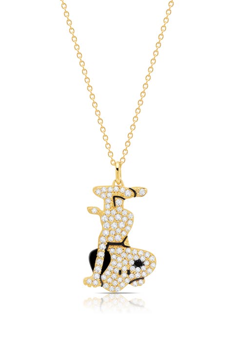 Snoopy Headstand Pavé Pendant Necklace