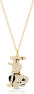 Crislu Snoopy Headstand Pavé Pendant Necklace