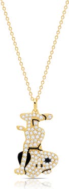 Crislu Snoopy Headstand Pavé Pendant Necklace