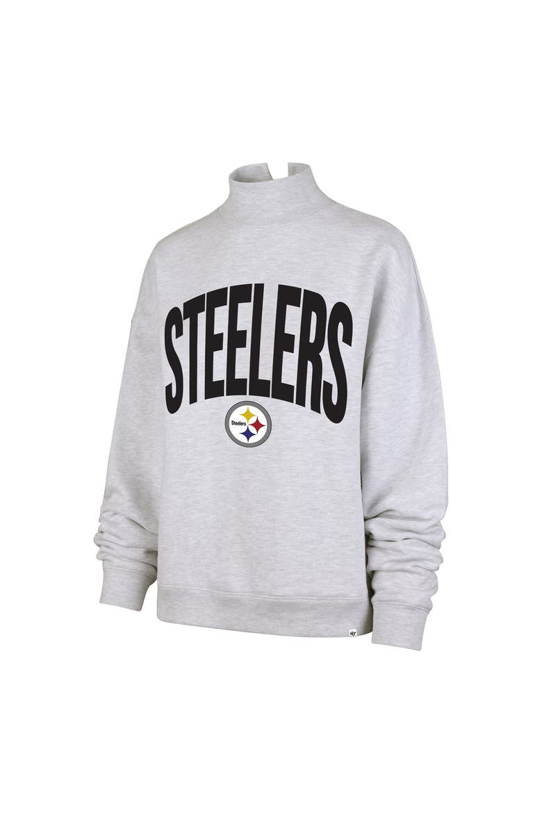 Women's '47  Gray Pittsburgh Steelers Subtle Muse Mock Neck Sweatshirt, Alternate, color, Gray