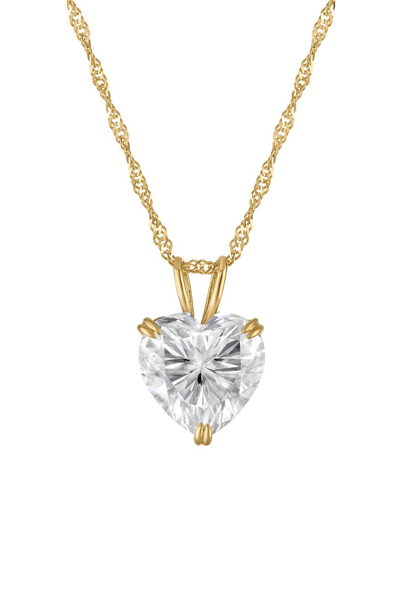 FZN 14k Gold Moissanite Heart Pendant Necklace, Main, color, Yellow Gold