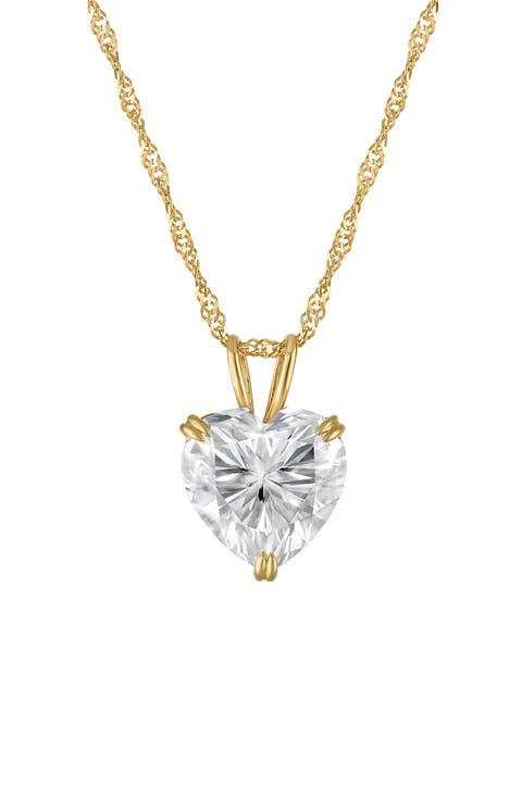 14k Gold Moissanite Heart Pendant Necklace