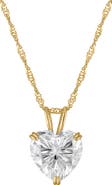 FZN 14k Gold Moissanite Heart Pendant Necklace