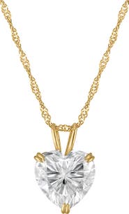 FZN 14k Gold Moissanite Heart Pendant Necklace