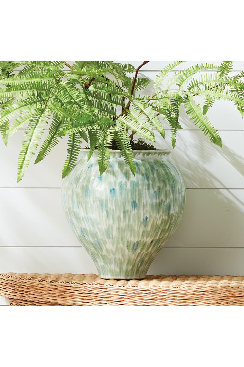 Brosse Grande Vase Large - Hand Painted - Green/Blue, Alternate, color, Blue