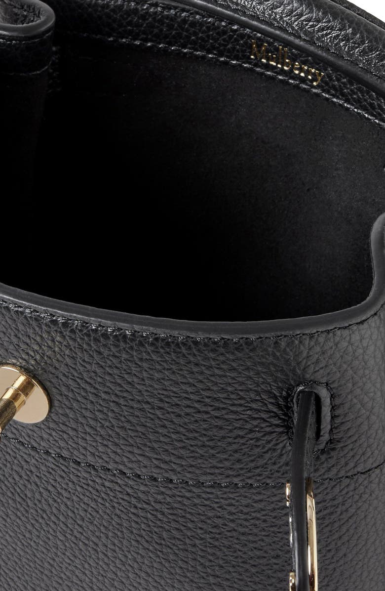 Mulberry Mini Islington Leather Bucket Bag, Alternate, color, Black