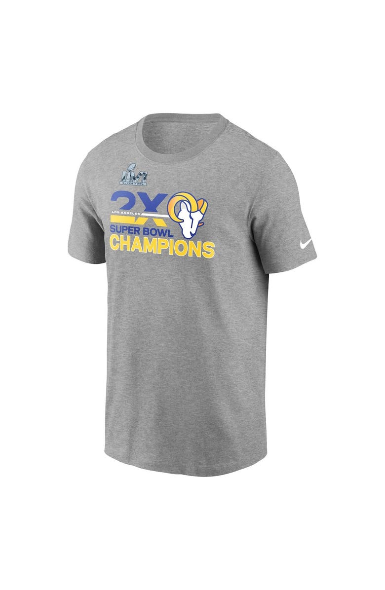 Nike Men's Nike Heathered Gray Los Angeles Rams 2-Time Super Bowl Champions T-Shirt, Alternate, color, 