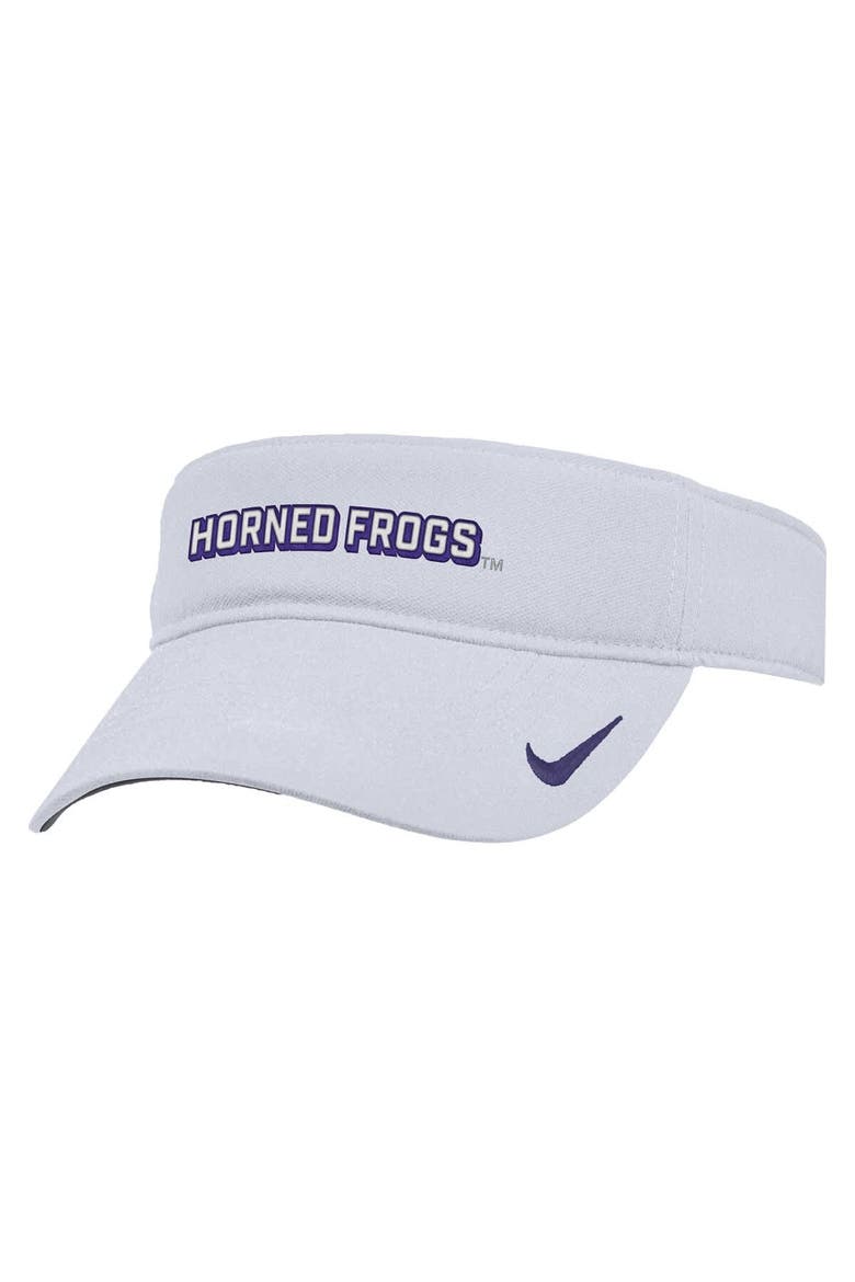Men's Nike White TCU Horned Frogs 2025 On-Field Ace Performance Adjustable Visor, Main, color, White