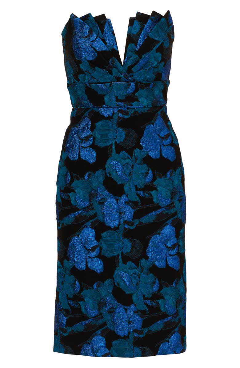 Aidan Mattox by Adrianna Papell Metallic Floral Print Strapless Cocktail Dress, Alternate, color, 