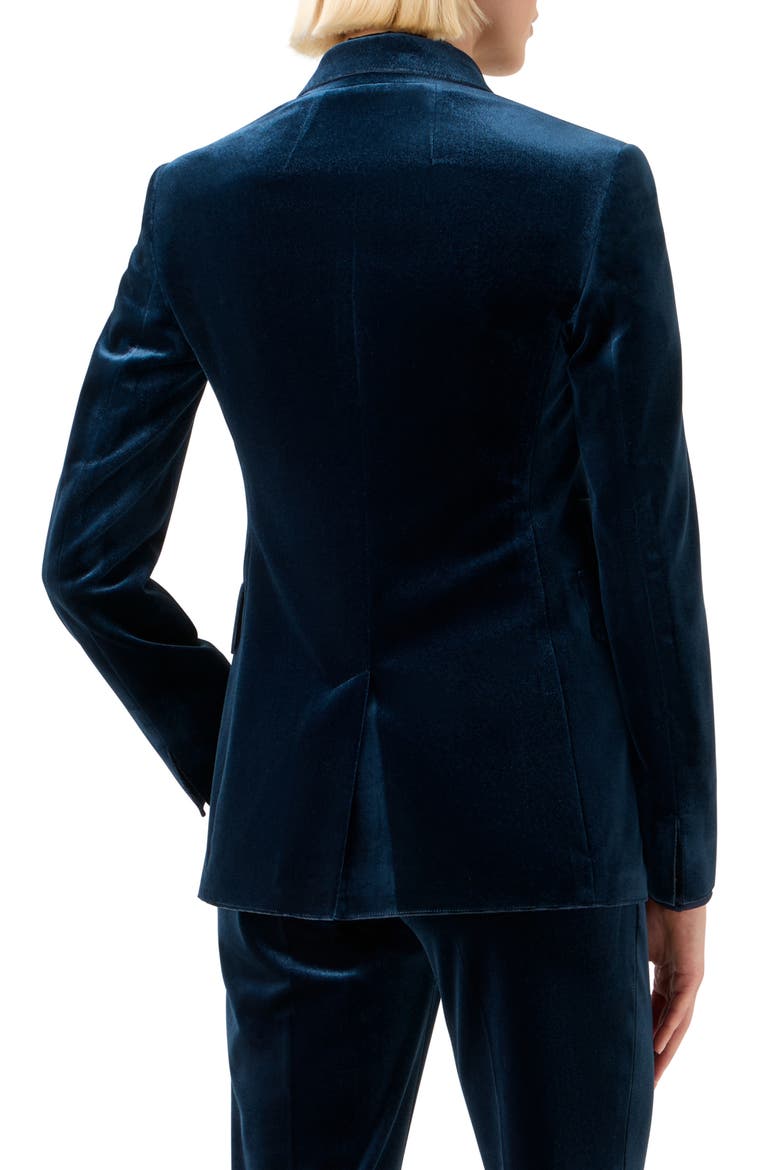 Percival Velvet Neoprene Blazer, Alternate, color, DENIM BLUE