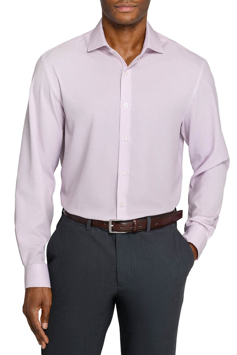 Circle Geo Performance Dress Shirt, Main, color, WHITE/ PINK