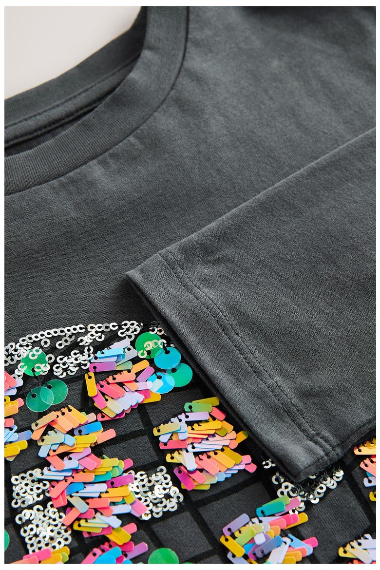 Kids' Sequin Heart Long Sleeve T-Shirt, Alternate, color, GREY