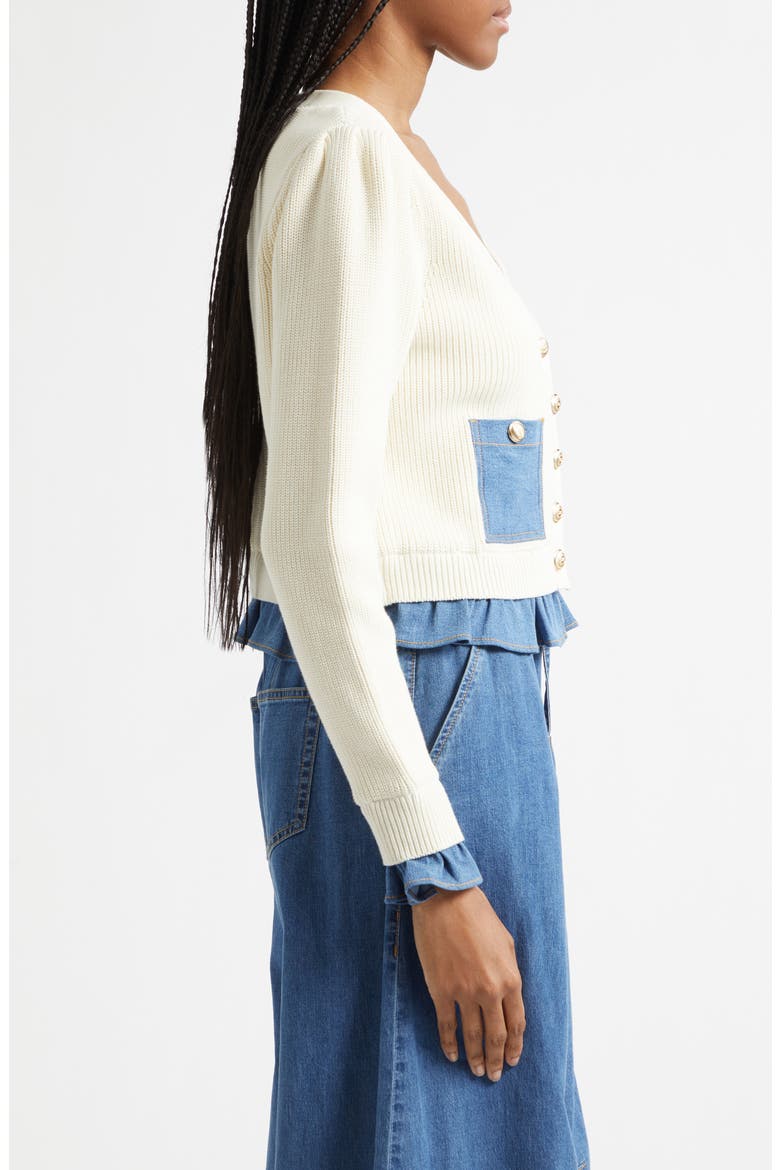 Lilly Cardigan, Alternate, color, IVORY/ LIGHT WASH