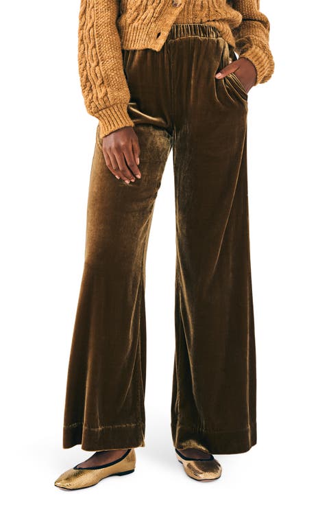 Genevieve Wide Leg Stretch Velvet Pants