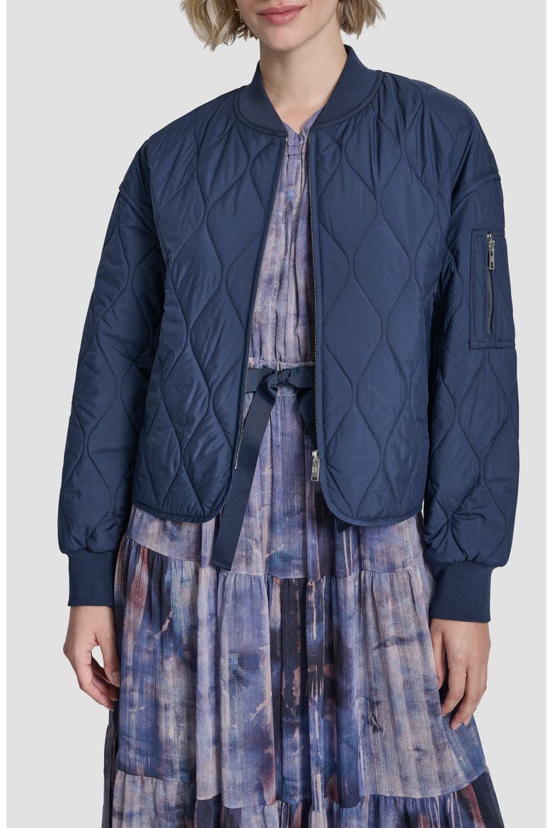 Quilted Bomber Jacket, Alternate, color, HUDSON BLUE